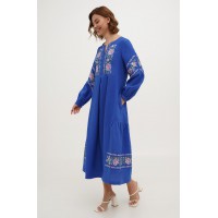 Embroidered dress made of blue linen Malvanka