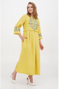 Yellow Javanese embroidered dress