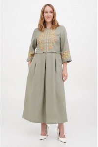 Java khaki embroidered dress