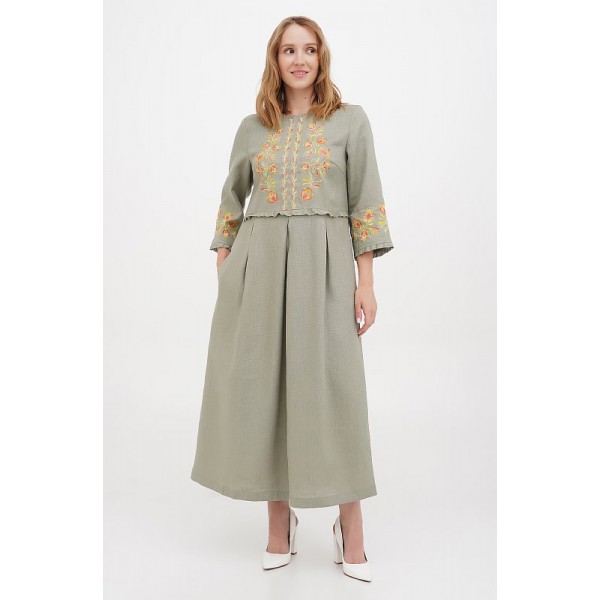 Java khaki embroidered dress