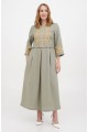 Java khaki embroidered dress