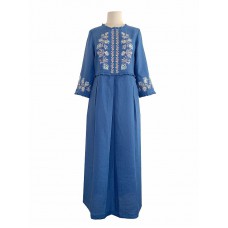 Yan's blue embroidered dress