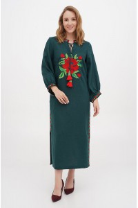 Green embroidered dress Rosana