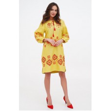 Dress linen yellow embroidered shirt Aeneid