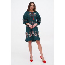 Eneida, women's green embroidered dress