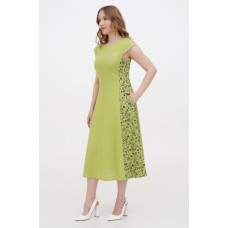 Платье льняное зеленое короткая вышиванка Корделия