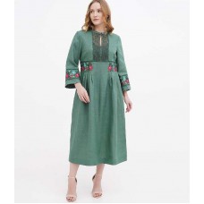 Сусанна, женское вышитое платье зеленое