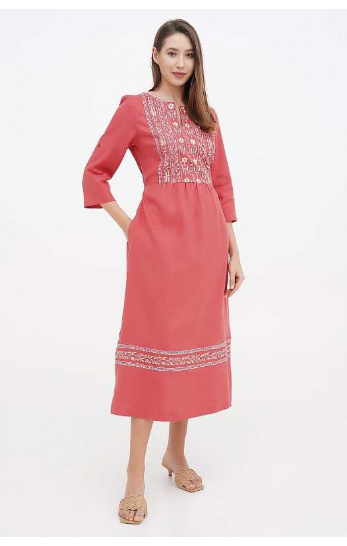 Lanna, women's pink embroidered dress