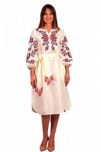 Cossack, women's embroidered dress made of linen