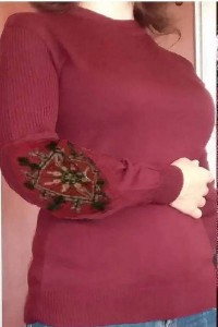 Khrystyna, women's burgundy embroidered jumper