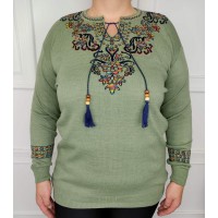 Христина, жіночий джемпер вишиванка, оливкового кольору