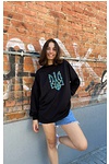 Sweatshirt black women's oversize with embroidery Trizub