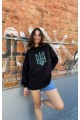 Hoodie black women's with embroidery Trizub, Product parameters: shoulder width - 57 cm, sleeve length - 57 cm, width under the arms - 57 cm