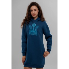 Туніка жіноча зимова з начісом, синя Світанок, XXXL