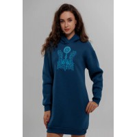 Туніка жіноча зимова з начісом, синя Світанок, 4XL