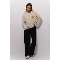 Patriotic beige hoodie with embroidery Kyianka