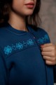 Snowy winter, women's winter sweatshirt with a hood, decorated with embroidery