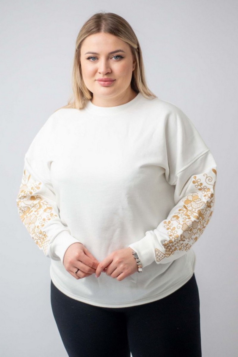 Women's white sweatshirt with embroidery "Blooming Garden"