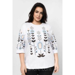 Vita, women's embroidered beige T-shirt