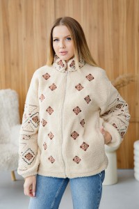 Світшот жіночий вишитий блакитний з начісом, Зимова казка. XL