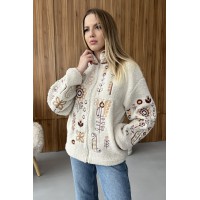 Women's embroidered bomber  (sheep wool), Liumineska, XL Women's embroidered bomber  (sheep wool), Liumineska, XL