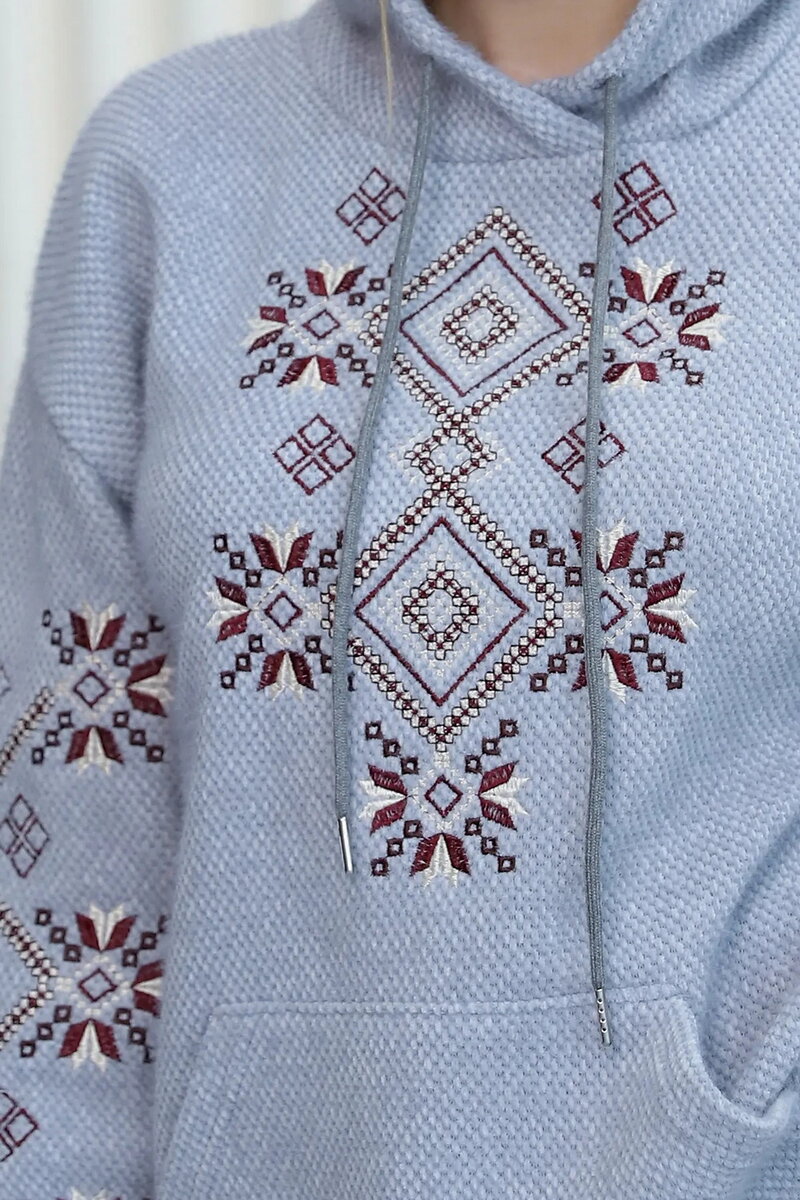 Gray hoodie (alpaca) with Ladomyr embroidery