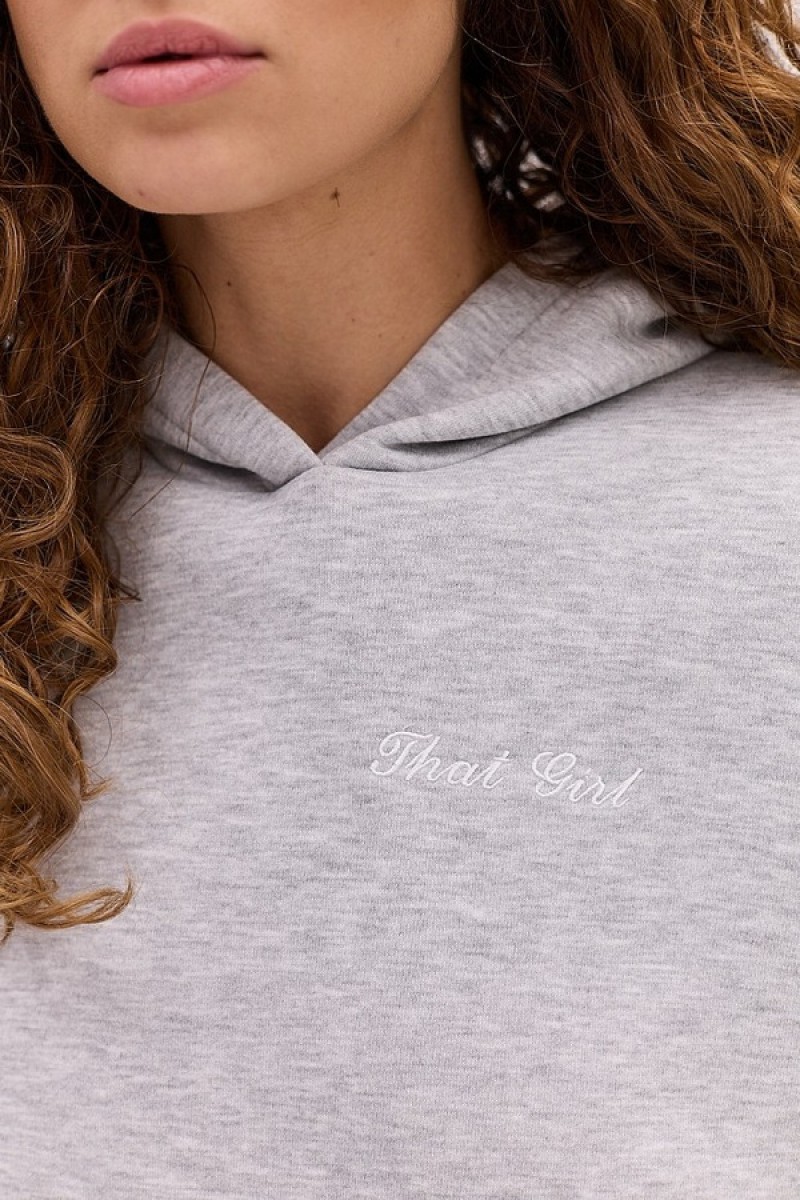 Hoodie in milk color with embroidery That girl, one size
