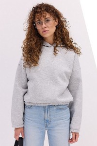 Hoodie in milk color with embroidery That girl, one size