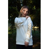 Світшот жіночий білий з вишивкою Квітучий сад