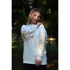Women's white sweatshirt with embroidery "Blooming Garden"