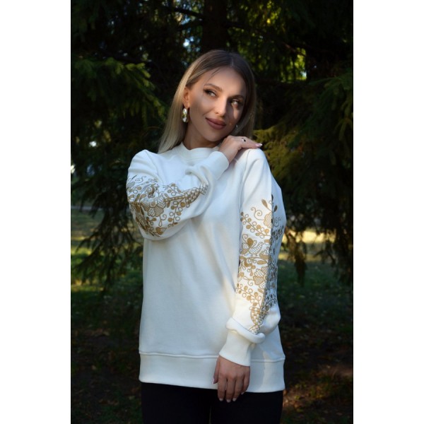 Women's white sweatshirt with embroidery 