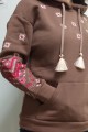 Light brown sweatshirt with chamomile embroidery, XXL