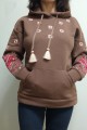 Light brown sweatshirt with chamomile embroidery, XXL