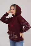 Women's hoodie with Plai embroidery, burgundy
