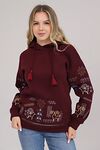 Women's hoodie with Plai embroidery, burgundy