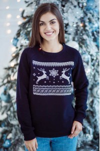 Christmas miracle, sweatshirt women's futer blue with nachis)