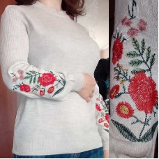A bouquet of flowers, a milky embroidered jumper for women