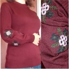 Khrystyna, women's burgundy embroidered jumper