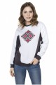 Ethno accent, women's white-graphite sweatshirt with embroidery