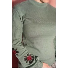 Hrystyna, women's light green embroidered jumper