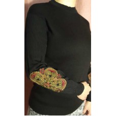Color, women's black embroidered jumper