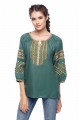 Bohuslava, green women's embroidered shirt