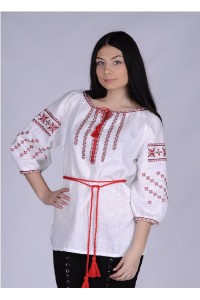 Boguslava, on white linen, women's embroidered shirt