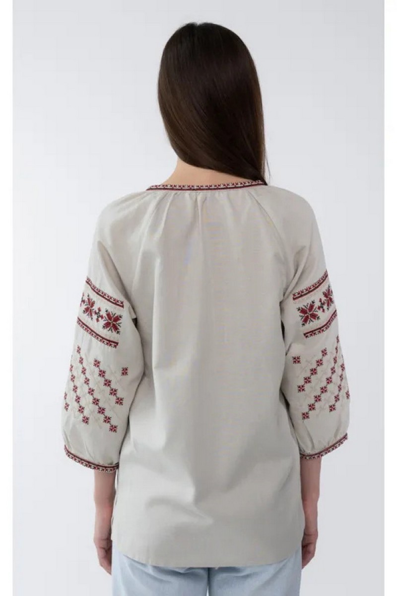 Boguslava, on white linen, women's embroidered shirt