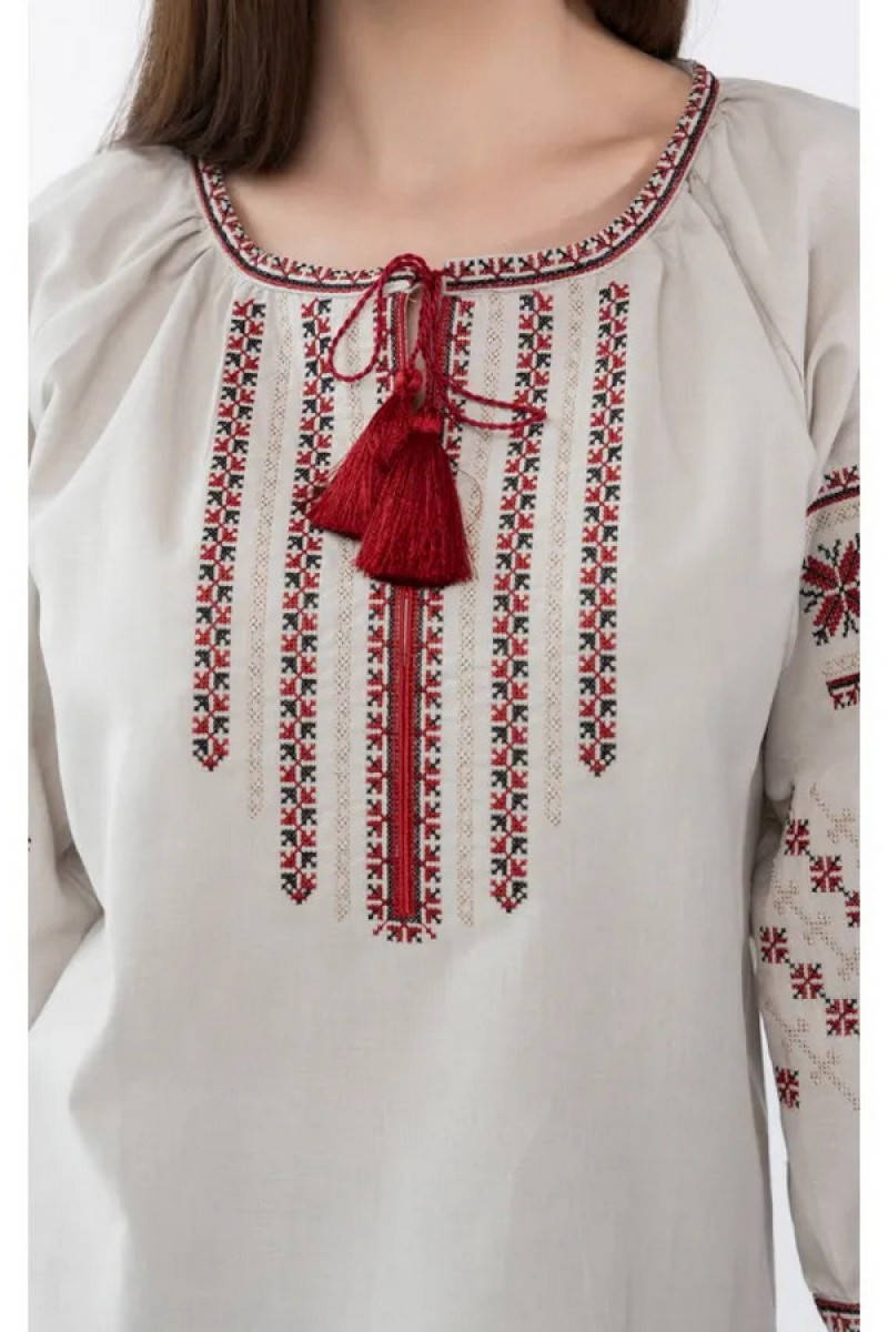Boguslava, on white linen, women's embroidered shirt