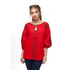 Red embroidered women's shirt from Svitodar