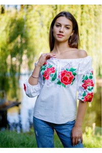 Justin, women's embroidered shirt made of calico