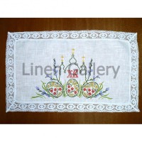 Napkin with embroidery and lace "Holiday", white (1004)