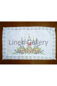 Napkin with embroidery and lace "Holiday", white (1004)