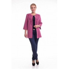 Fiery, modern women's cape with embroidery of pink coat fabric